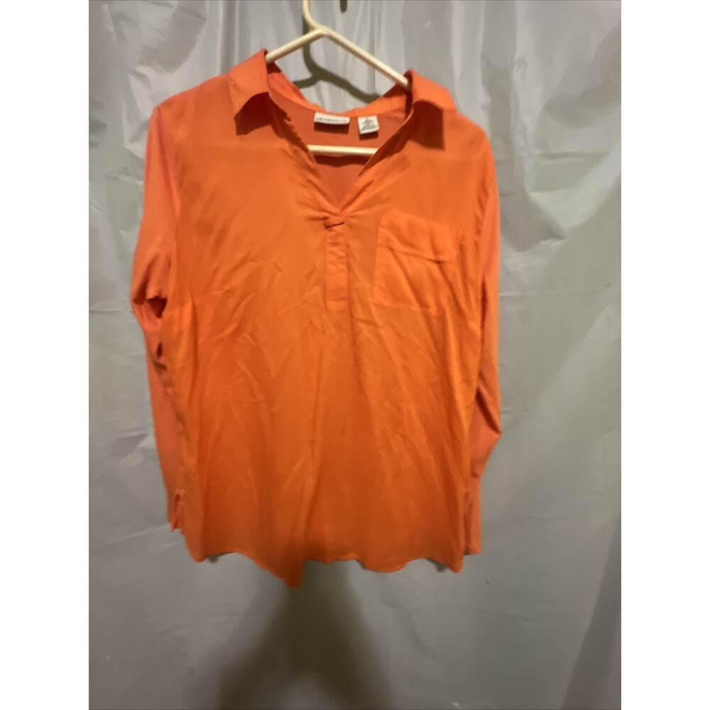 Liz Claiborne Woman L Long sleeve V-neck Tunic Top Orange
